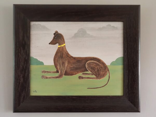Greyhound with Yellow Collar