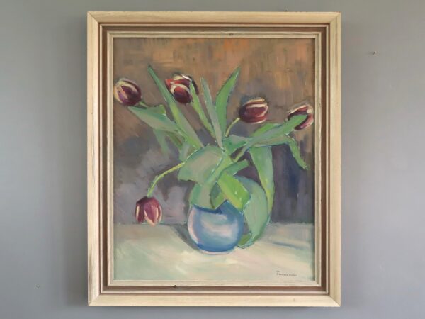 Tulips in a Blue Vase