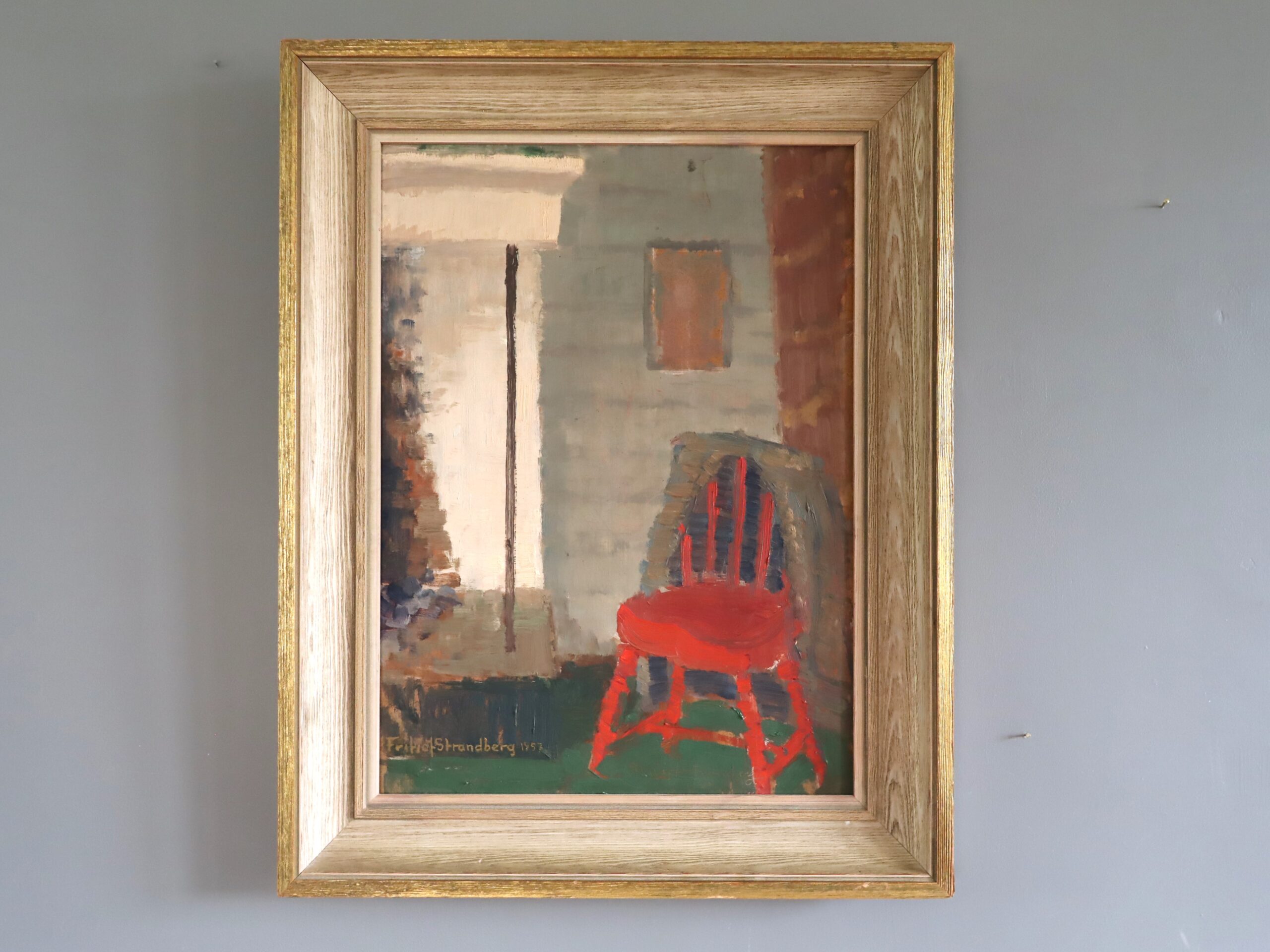 Red Chair by the Fireplace